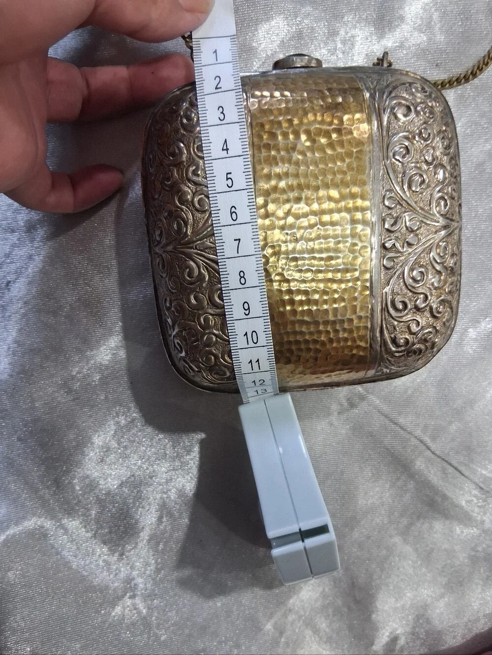 Gold and Silver Ornate Metal Crossbody Bag